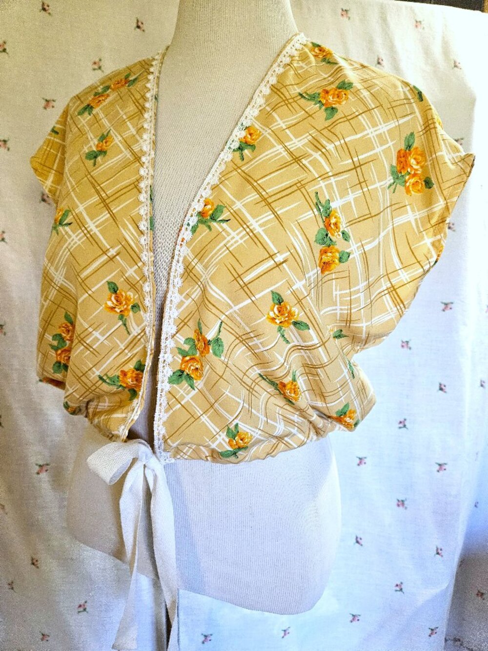 Size L Cropped Light Summer Cardigan or Jacket Orange